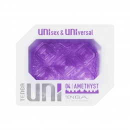 Унисекс-стимулятор Tenga Uni Amethyst, фиолетовый, узор в виде рельефных квадратов, лубрикант в комплекте