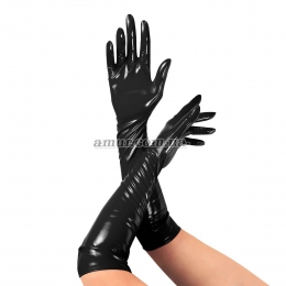 Глянцевые виниловые перчатки Art of Sex - Lora, черные