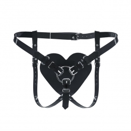 Трусики Серце для страпону Feral Feelings - Hearts Strap-on Belt, чорні