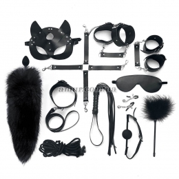 Набір Art of Sex - Maxi BDSM Set Leather, натуральна шкіра, 13 предметів, чорний
