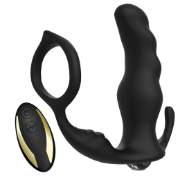 Масажер простати з кільцем для мошонки «Boss Knight», пульт ДК