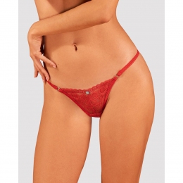Кружевные стринги Obsessive Lacelove thong, красные, низкая посадка