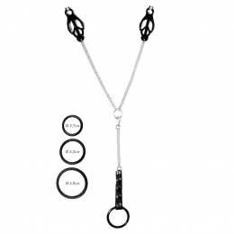 Затискачі для сосків Art of Sex - Nipple clamps for Men Black clover, з ерекційними кільцями