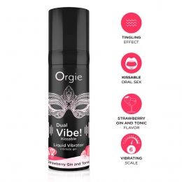 Жидкий вибратор Orgie Dual Vibe! Strawberry Gin & Tonic Kissable Liquid Vibrator, 15 мл