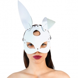 Кожаная маска Зайки Art of Sex - Bunny mask, белая