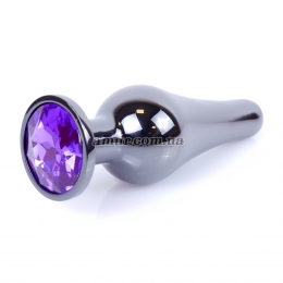 Анальная пробка «Jawellery Dark Silver», с фиолетовым камнем