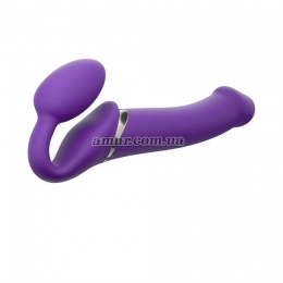 Безремневой страпон с вибрацией Strap-On-Me Vibrating Violet L, диаметр 3,7см, пульт ДУ