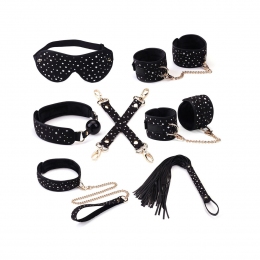 Набор Liebe Seele Stary Nights 7pcs Bondage Kit, фиксаторы, ошейник с поводком, кляп, флоггер, маска