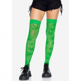 Панчохи з малюнком Leg Avenue 420 Net thigh highs, зелені