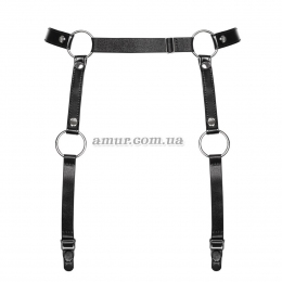 Гартери Obsessive A741 garter belt, чорні, O/S, штучна шкіра