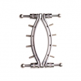 Затискач для вагіни Master Series: Spread Em Poker Vagina Clamp with Adjustable Pressure Screws, шипи