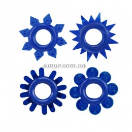 Набір із 4 ерекційних кілець «Cock Rings Set», синій