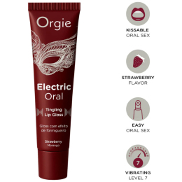 Виброблеск для губ Orgie Electric Oral Lips Gloss Strawberry 10 мл, с эффектом покалывания