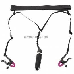 Затискачі для клітора «Bad Kitty Spreader String with Vibrator», з віброкулею