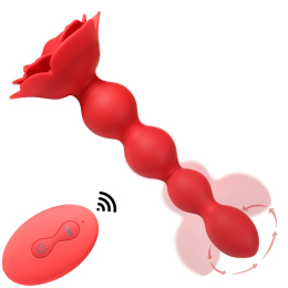 Анальный стимулятор «Rose Rotating Anal Beads», 7 вибраций, пульт ДУ