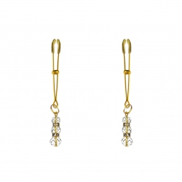 Тонкі затискачі для сосків з підвіскою Feral Feelings - Thin nipple clamps, золото/прозорий