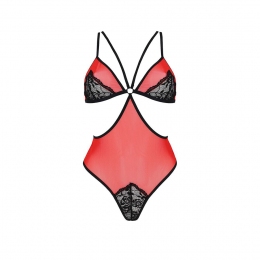 Напівпрозорий боді з мереживом Passion Peonia Body, червоний