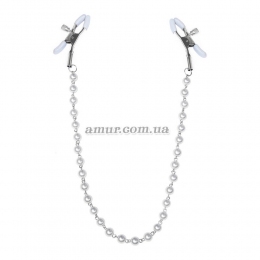 Затискачі для сосків з перлами Feral Feelings - Nipple clamps Pearls, срібло/білий