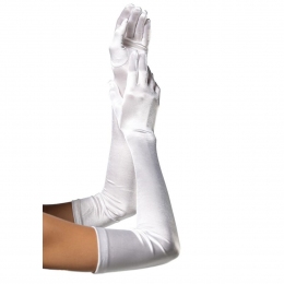 Довгі рукавички атласні Leg Avenue Extra Long Satin Gloves, One Size, білі