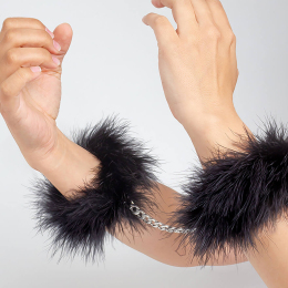 Наручники «Esposas Marabou Azul», з чорним пушком