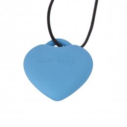 Мини-вибратор «Сердечко» FairyGasm PleasureStone, голубой, 9 режимов, на шнурке