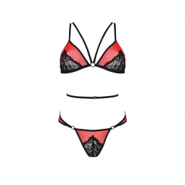 Комплект білизни Passion Peonia Set, червоний, бра, трусики