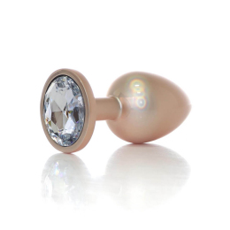 Анальна пробка Jewellery Pearl Gold Plug L, з прозорим каменем