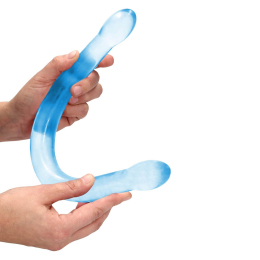 Двусторонний фаллоимитатор «Realrock Crystal Clear Double Dildo», 42 см, голубой
