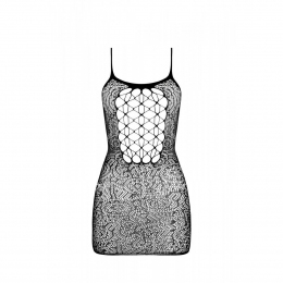 Ажурна міні-сукня на тонких бретелях Passion BS096 One Size, червона, плетіння на грудях