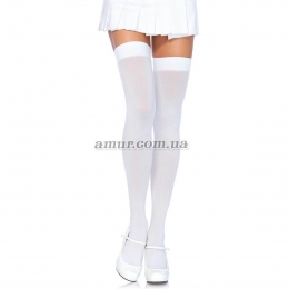 Классические, белые, непрозрачные чулки Leg Avenue Opaque Nylon Thigh Highs, One Size