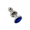 Анальная пробка Wooomy Lollypop Double Ball Metal Plug S, с синим камнем