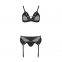 Комплект білизни Passion Nessy Set, чорна, бюстгальтер, пояс для панчіх, стрінги