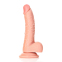 Фаллоимитатор RealRock Curved Dildo с мошонкой и присоской, 20 см, телесный