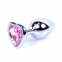 Анальная пробка «Jewellery Silver Heart» с розовым кристалом в виде сердца