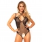 Тедді з відкритим доступом Leg Avenue Net і lace crotchless teddy One size, чорний, шнурівка на спині
